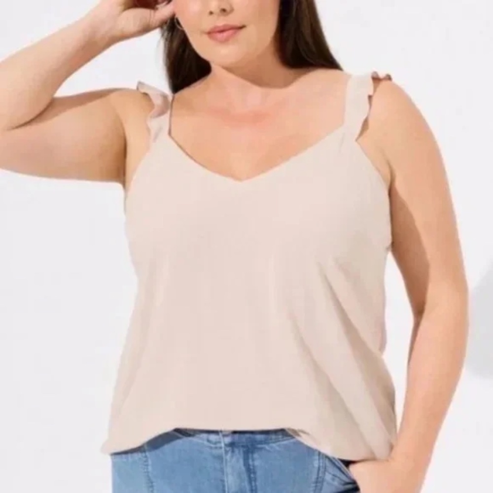 torrid Neutral Tank with Ruffle Straps - Picture 1 of 7